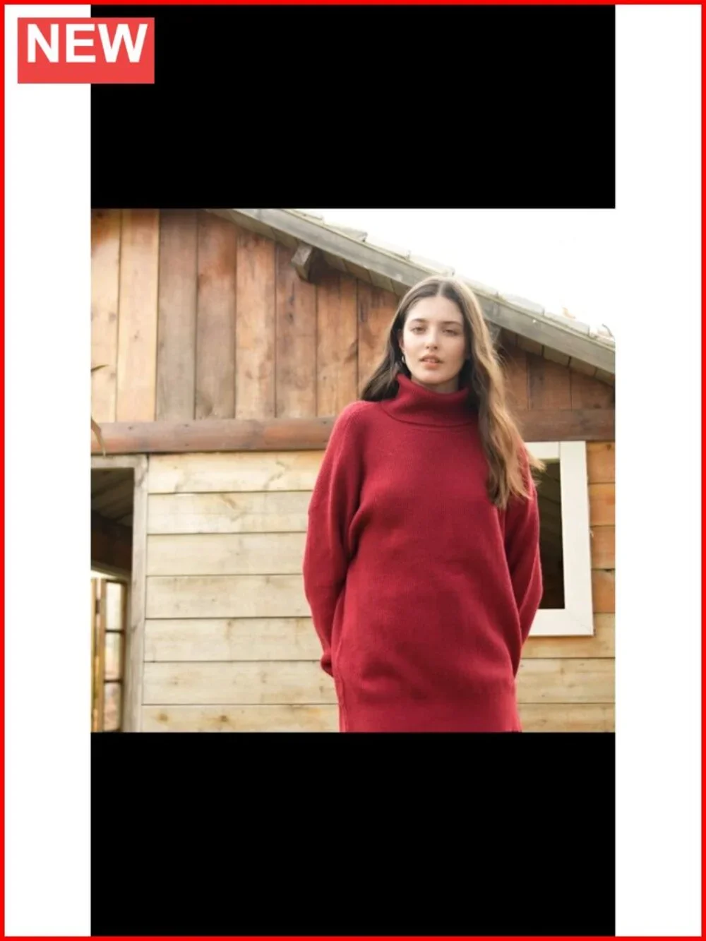 Turtleneck Oversized Batwing Chunky Knit Pullover Sweater Loose Fit Fall Jumper